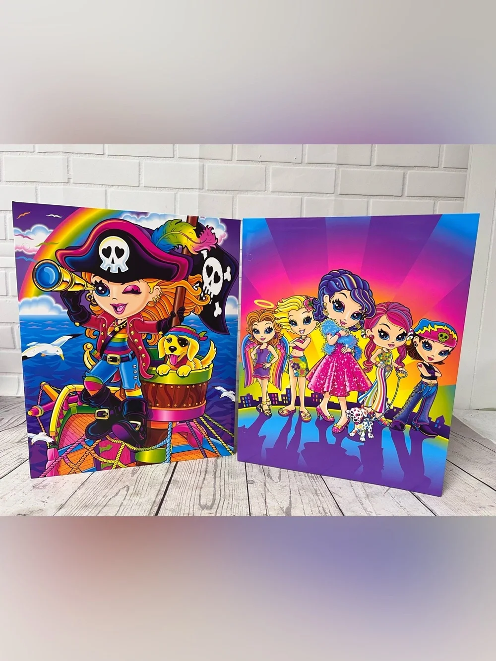 Vintage Club Lisa Frank Tempest & Fearless 5  Two Folders Pirate Puppy 2005 Y2K